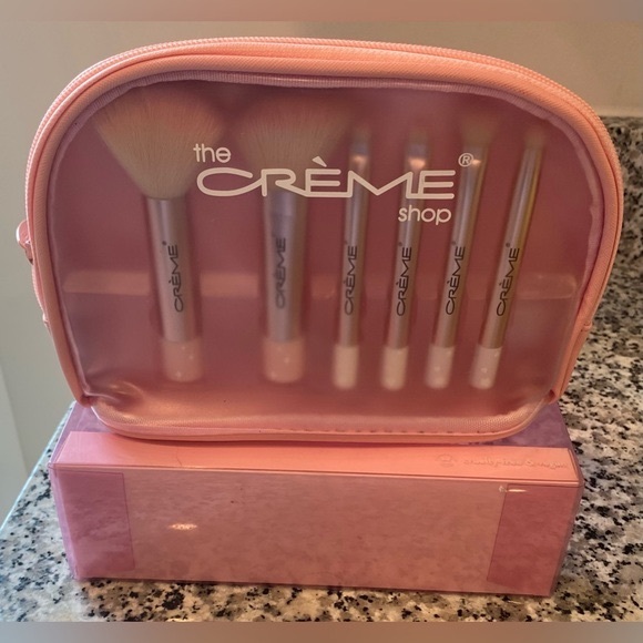 The Creme Shop Best Essentials Makeup Brush Complete Travel Set w Pink Pouch - Picture 1 of 7